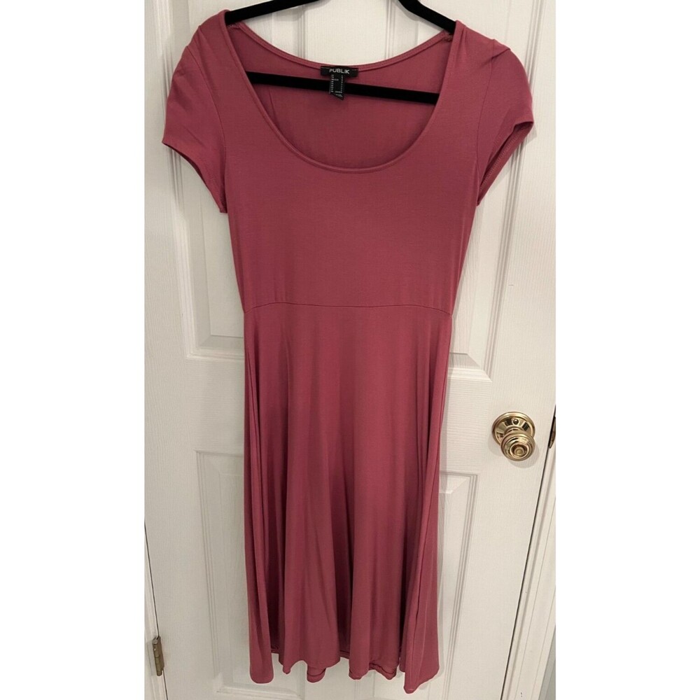 Publik Fit and Flair Women’s Wine-Colored Dress Size Large Rayon/Spandex NEW